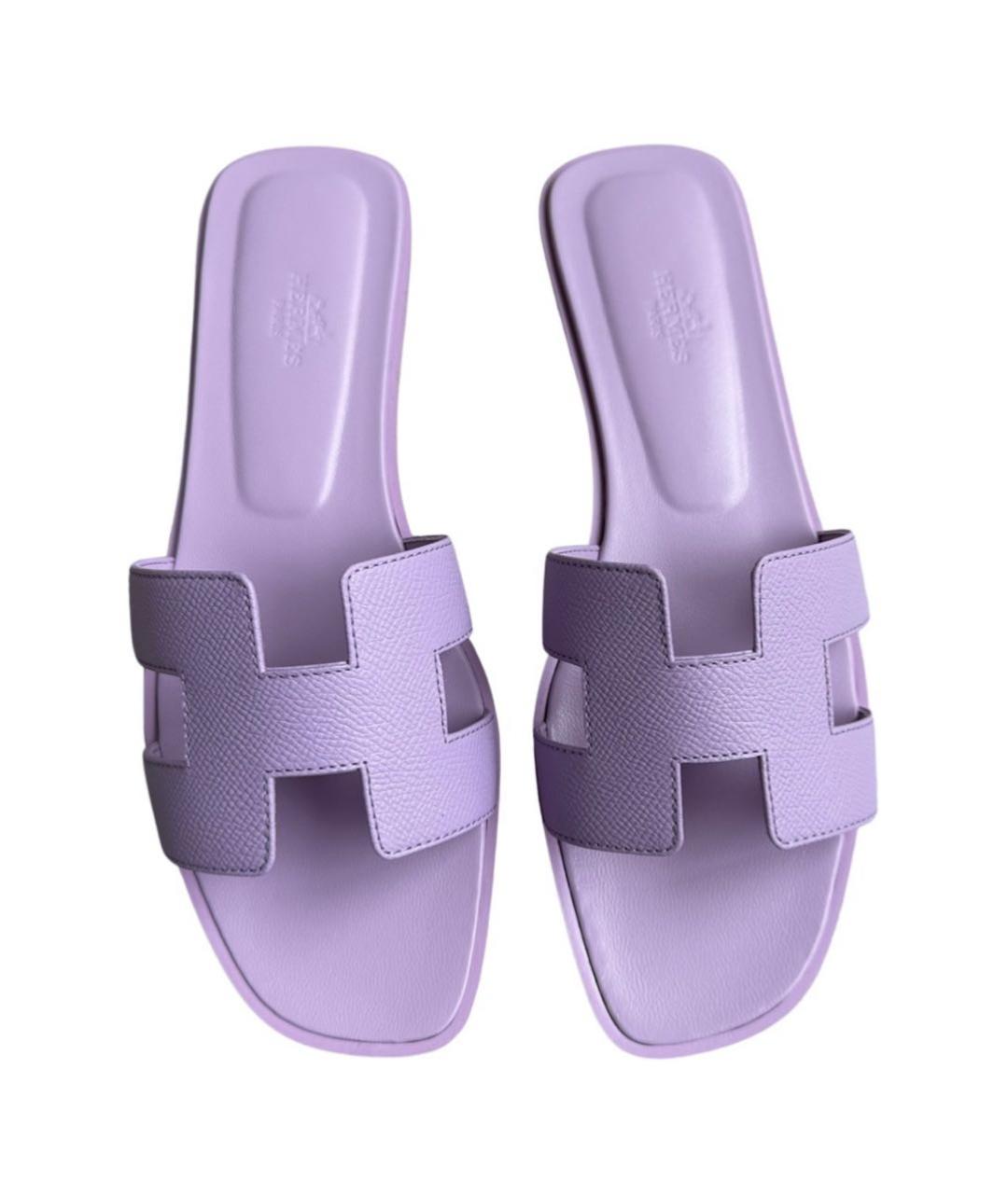 HERMES PRE-OWNED Фиолетовые кожаные сандалии, фото 4