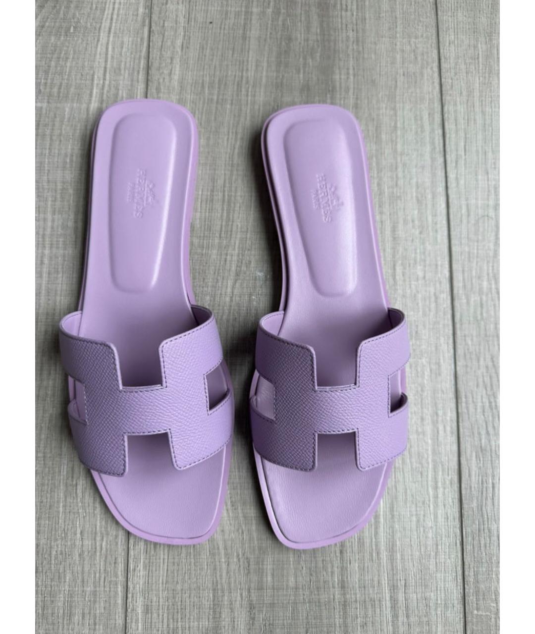 HERMES PRE-OWNED Фиолетовые кожаные сандалии, фото 2