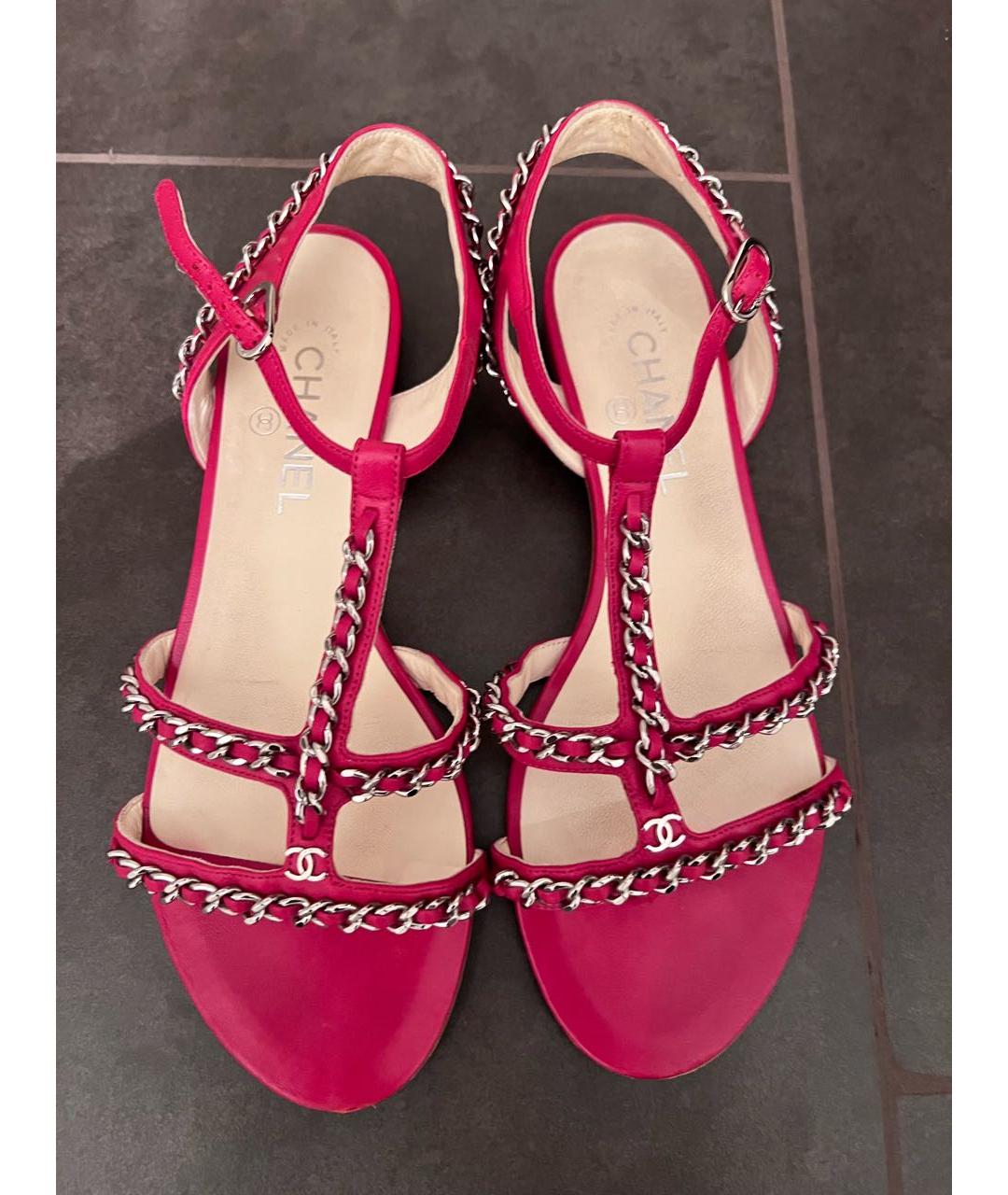 CHANEL PRE-OWNED Розовые кожаные сандалии, фото 2