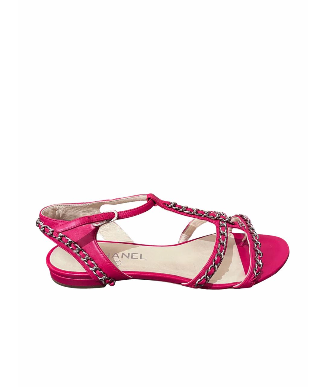 CHANEL PRE-OWNED Розовые кожаные сандалии, фото 1