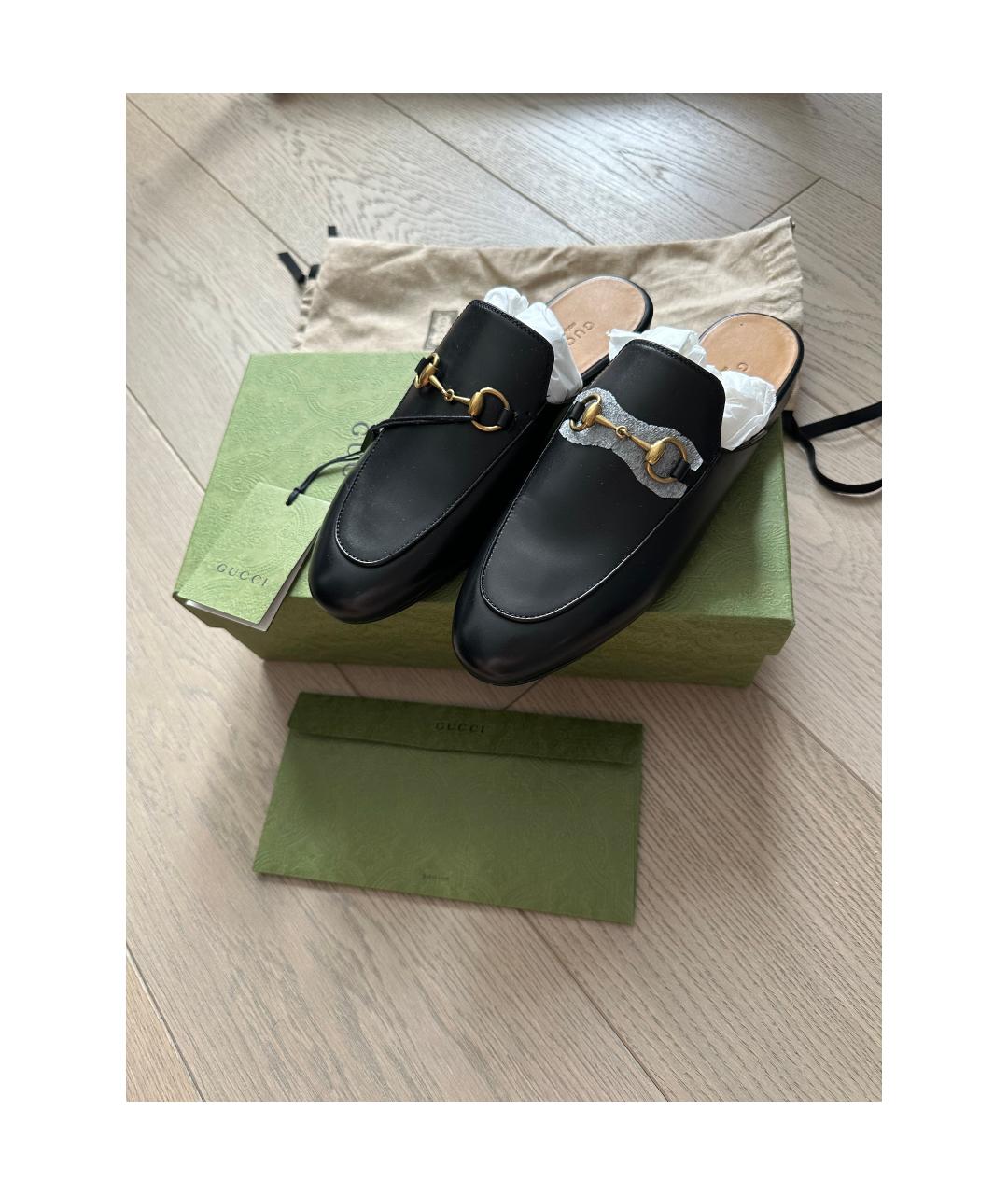 GUCCI Черные кожаные сабо, фото 4