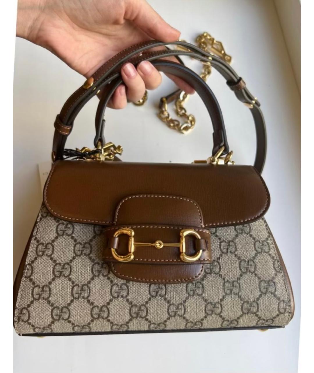 GUCCI Коричневая кожаная сумка через плечо, фото 5