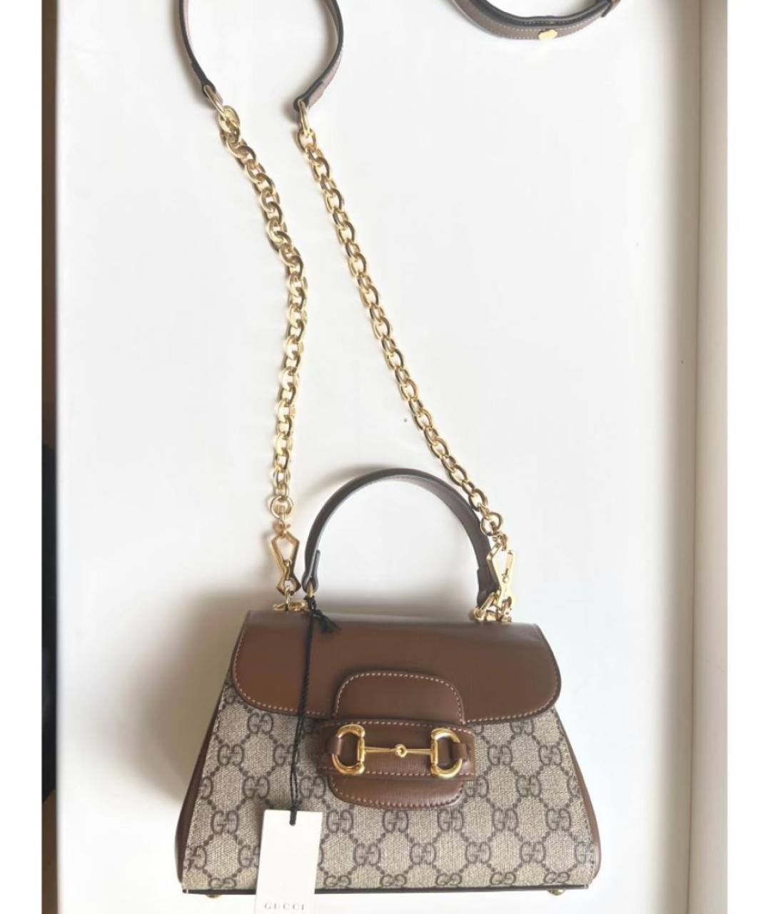 GUCCI Коричневая кожаная сумка через плечо, фото 7