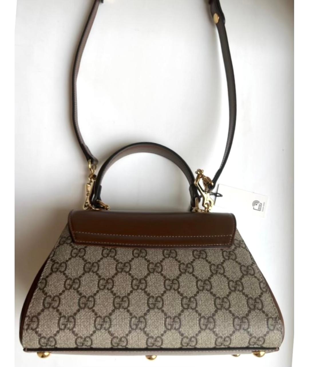 GUCCI Коричневая кожаная сумка через плечо, фото 3