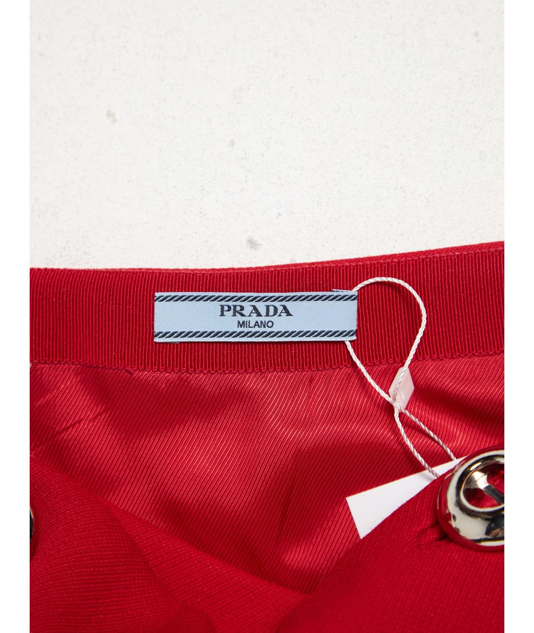 PRADA Красная шерстяная юбка мини, фото 4