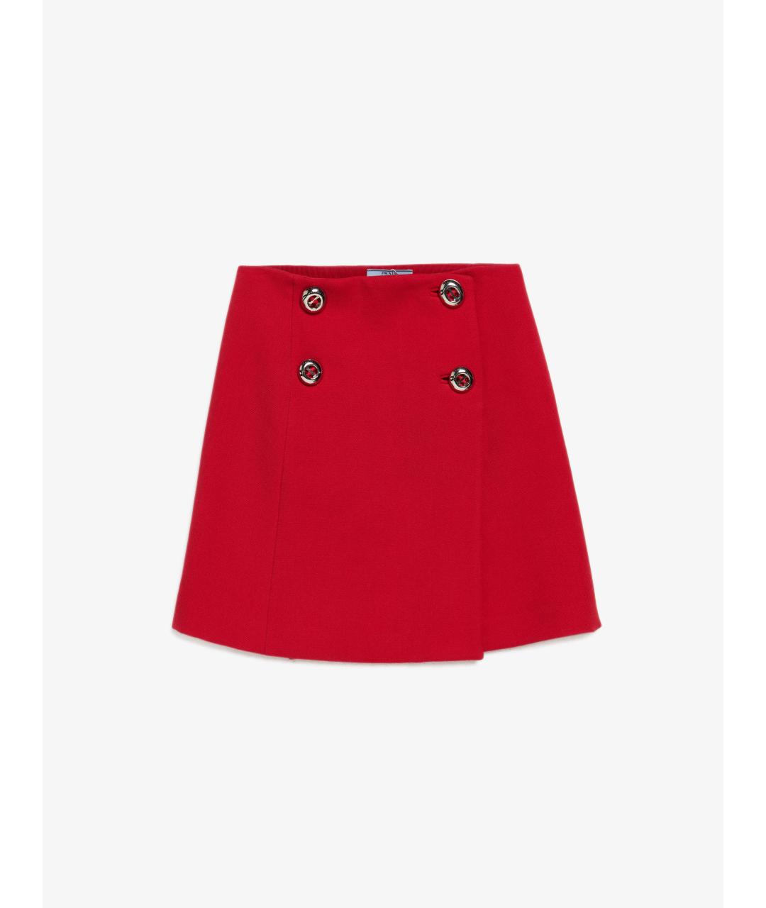 PRADA Красная шерстяная юбка мини, фото 8