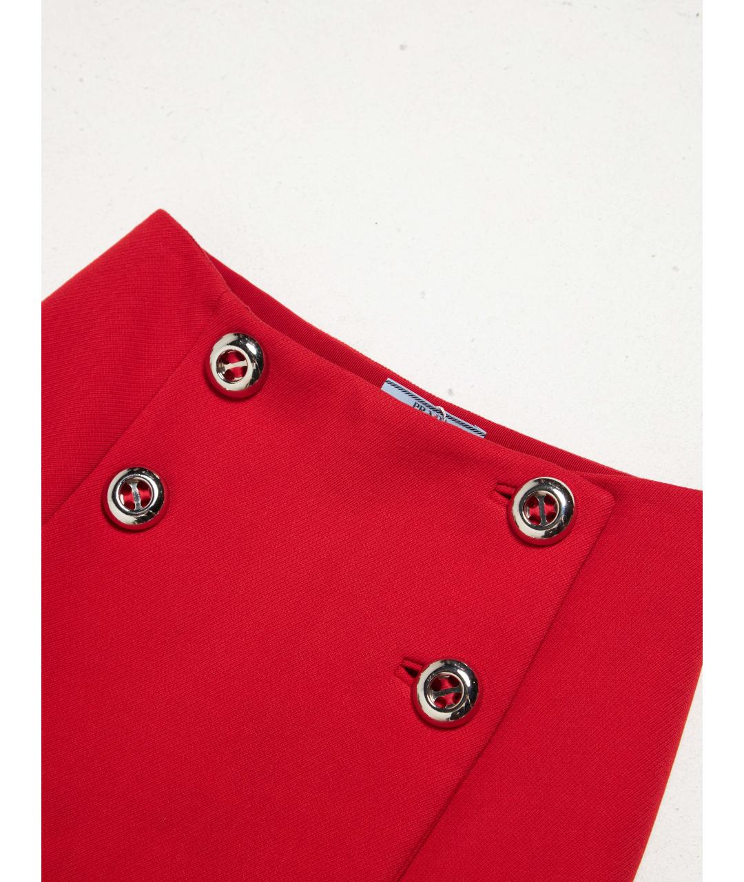 PRADA Красная шерстяная юбка мини, фото 3