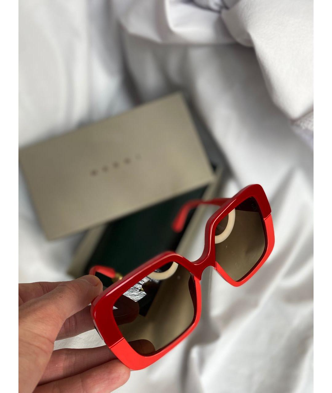 MARNI Красные пластиковые солнцезащитные очки, фото 5