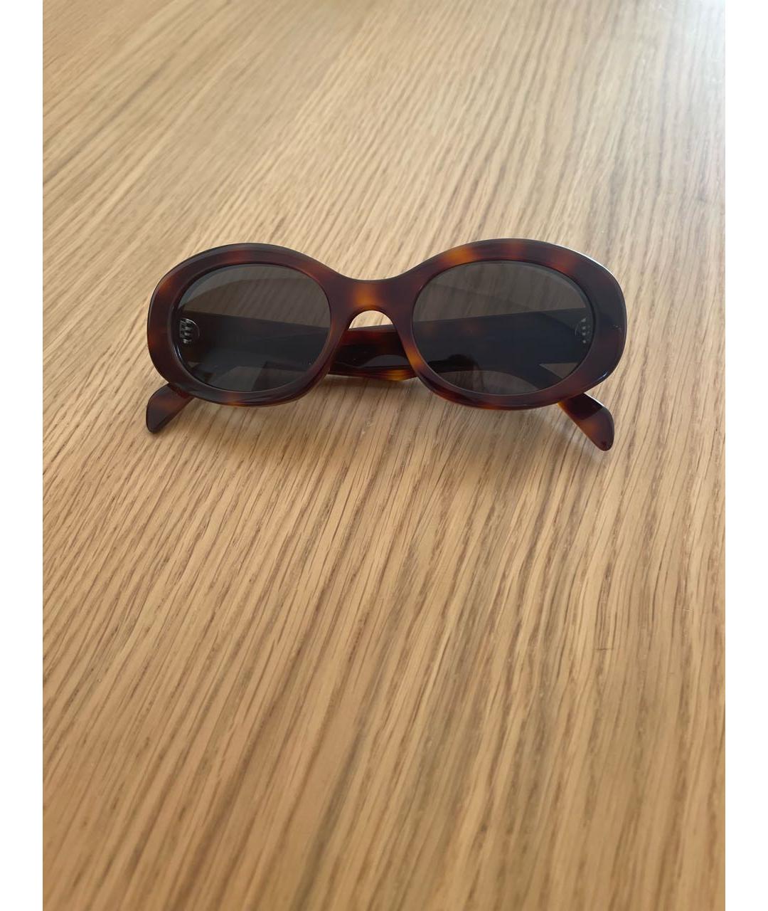 CELINE PRE-OWNED Коричневые пластиковые солнцезащитные очки, фото 6