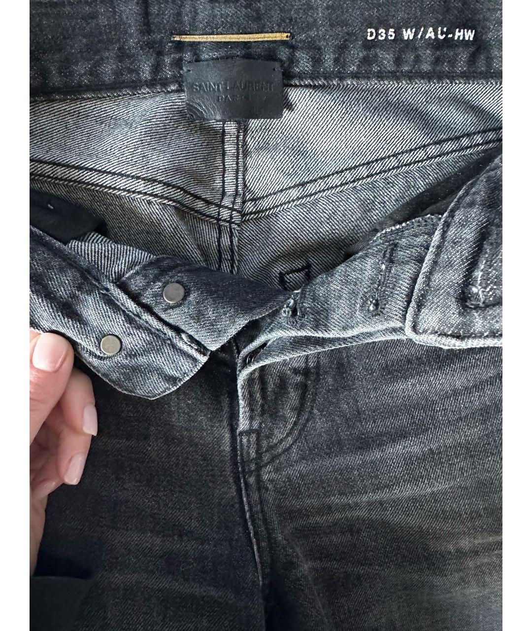 SAINT LAURENT Черные хлопковые прямые джинсы, фото 3