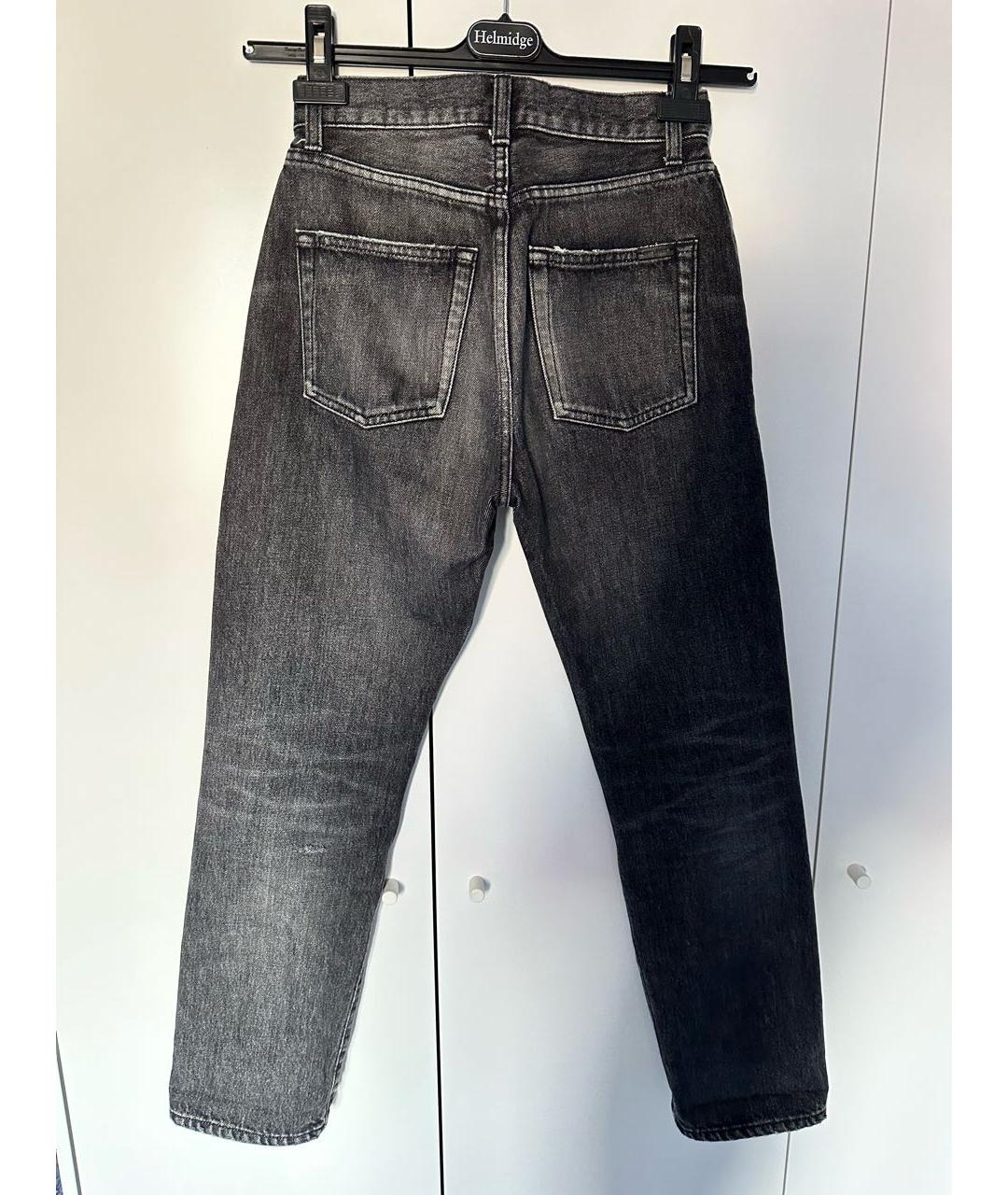 SAINT LAURENT Черные хлопковые прямые джинсы, фото 2