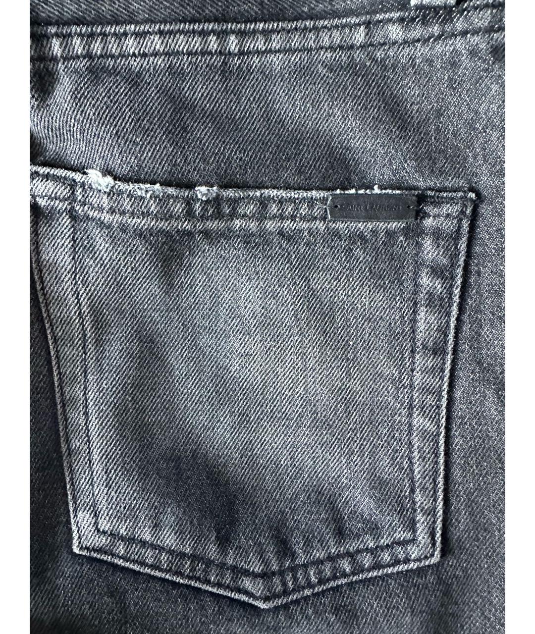 SAINT LAURENT Черные хлопковые прямые джинсы, фото 6