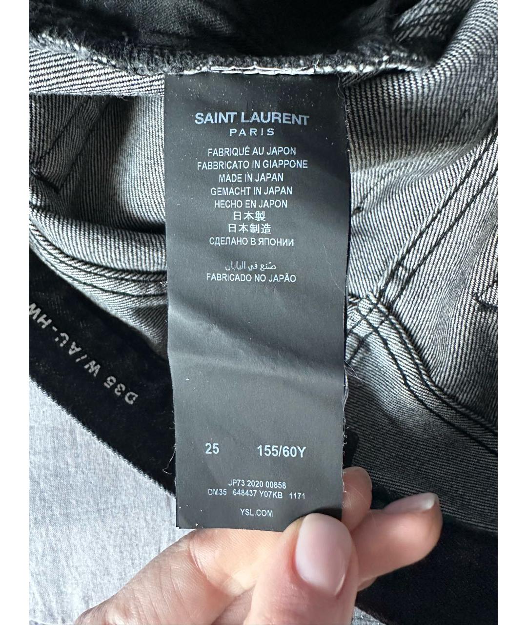 SAINT LAURENT Черные хлопковые прямые джинсы, фото 4