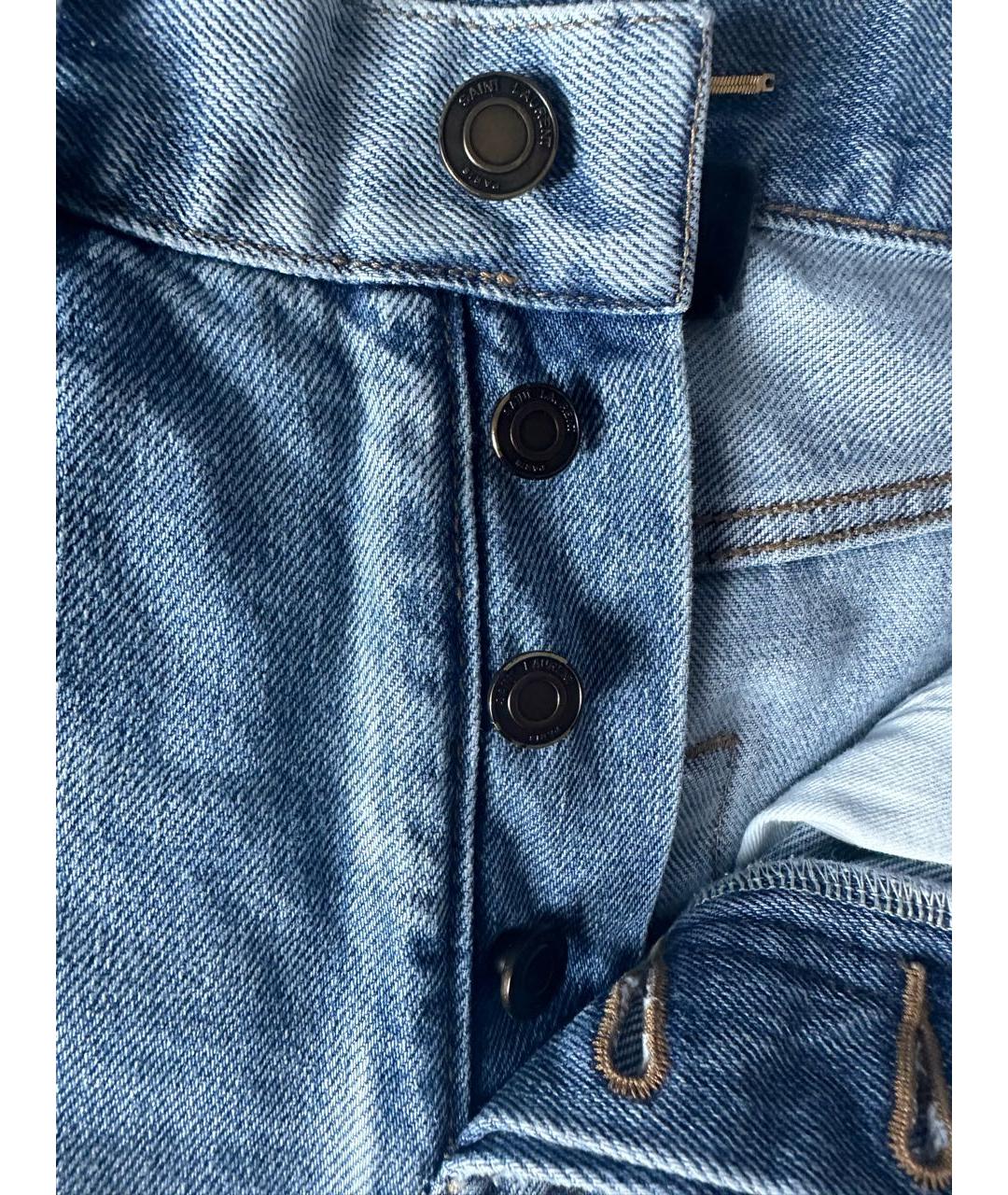 SAINT LAURENT Голубые хлопковые прямые джинсы, фото 8