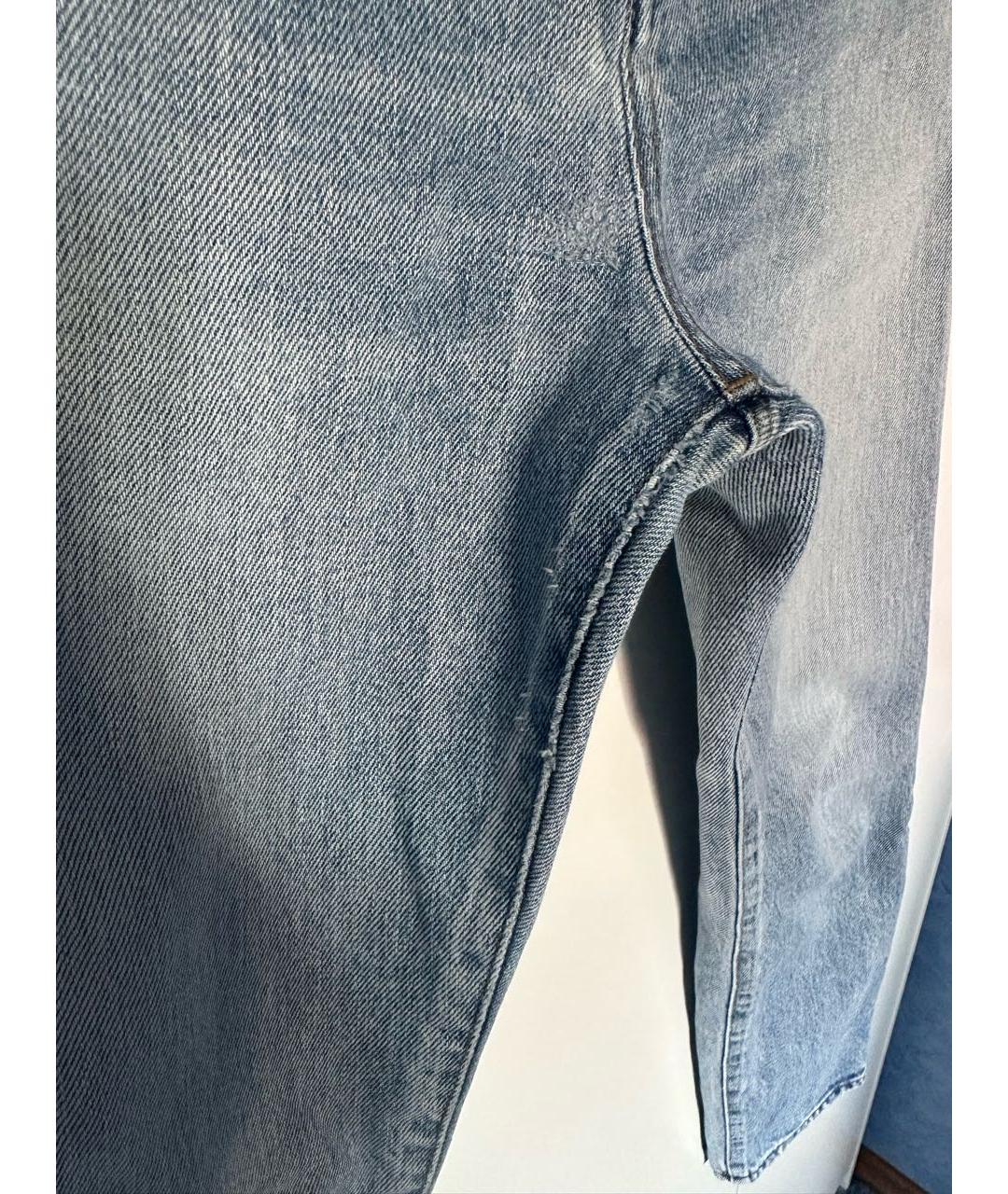 SAINT LAURENT Голубые хлопковые прямые джинсы, фото 5