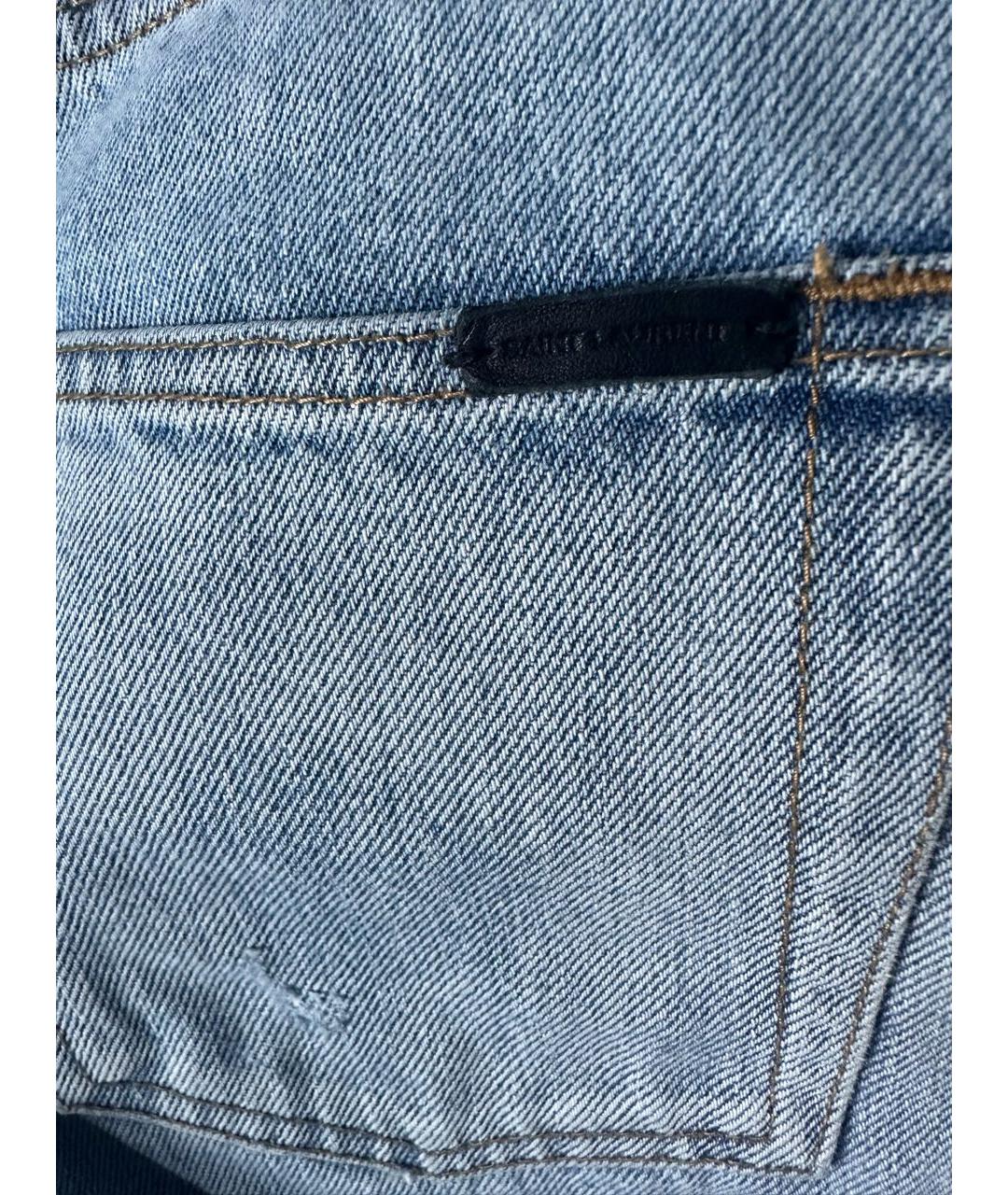 SAINT LAURENT Голубые хлопковые прямые джинсы, фото 7