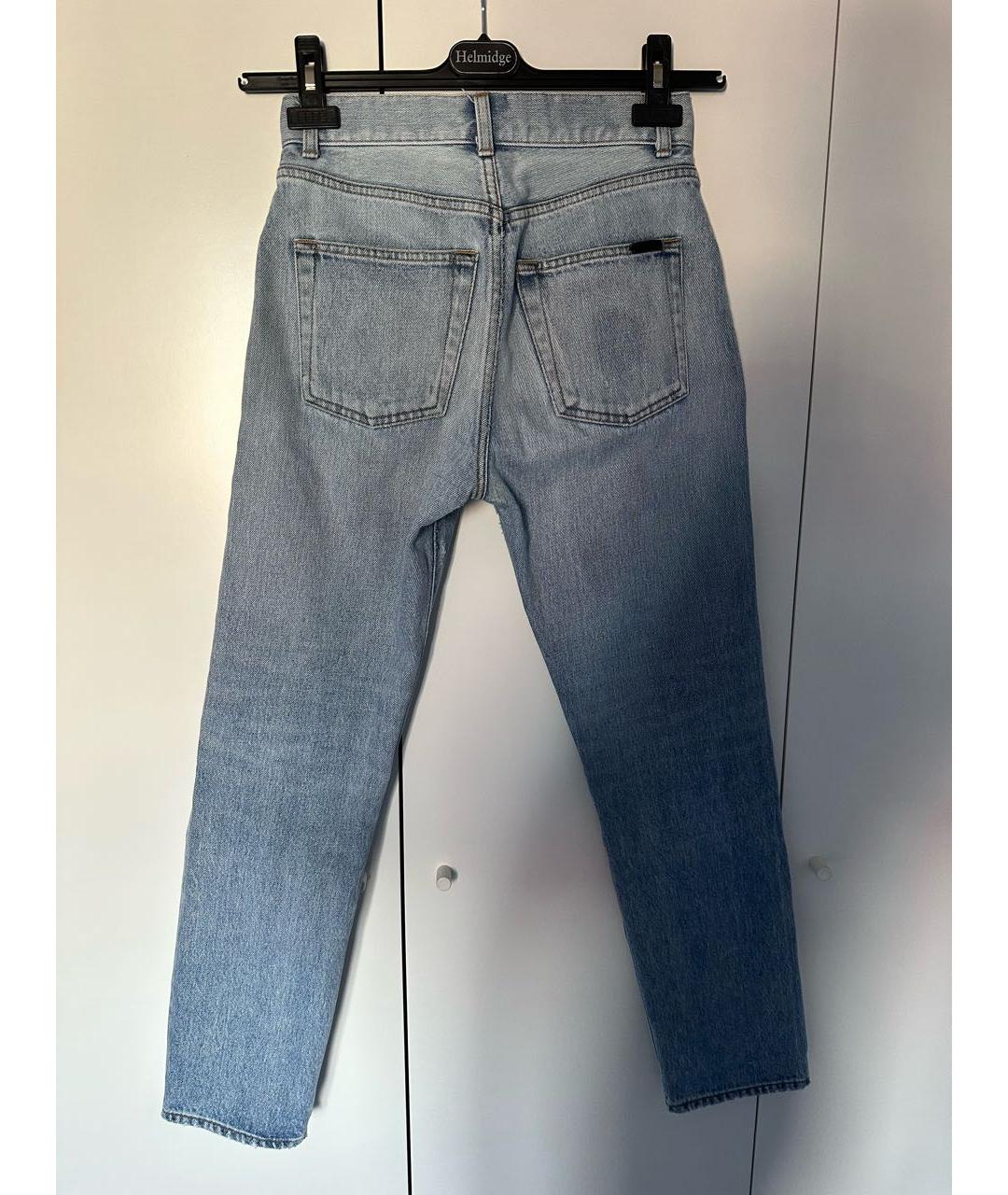 SAINT LAURENT Голубые хлопковые прямые джинсы, фото 2