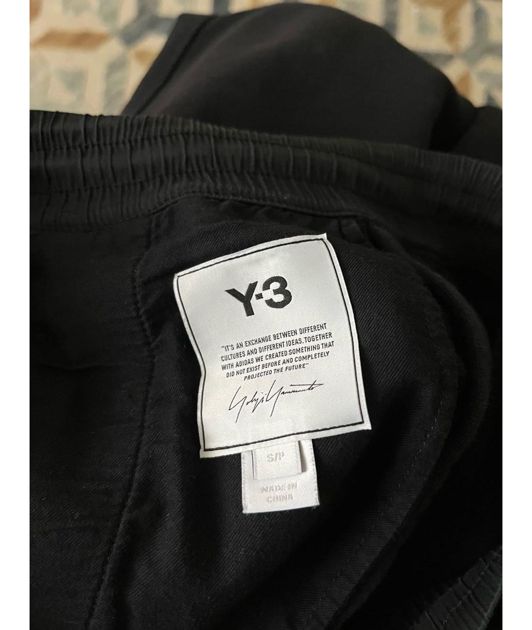Y-3 Черные хлопковые повседневные брюки, фото 4