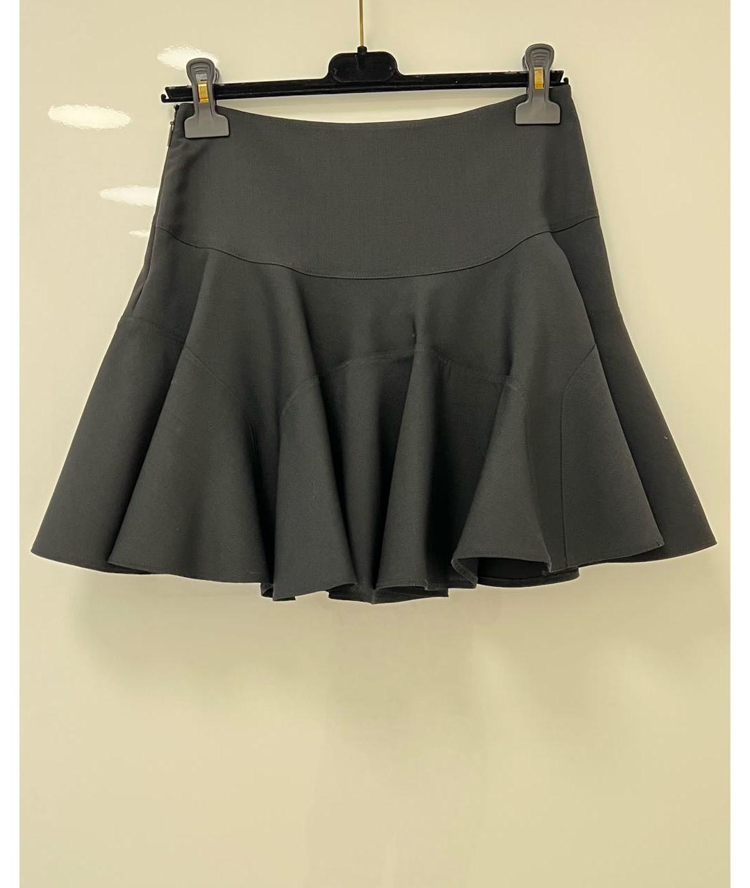 ROBERTO CAVALLI Черная шерстяная юбка мини, фото 2