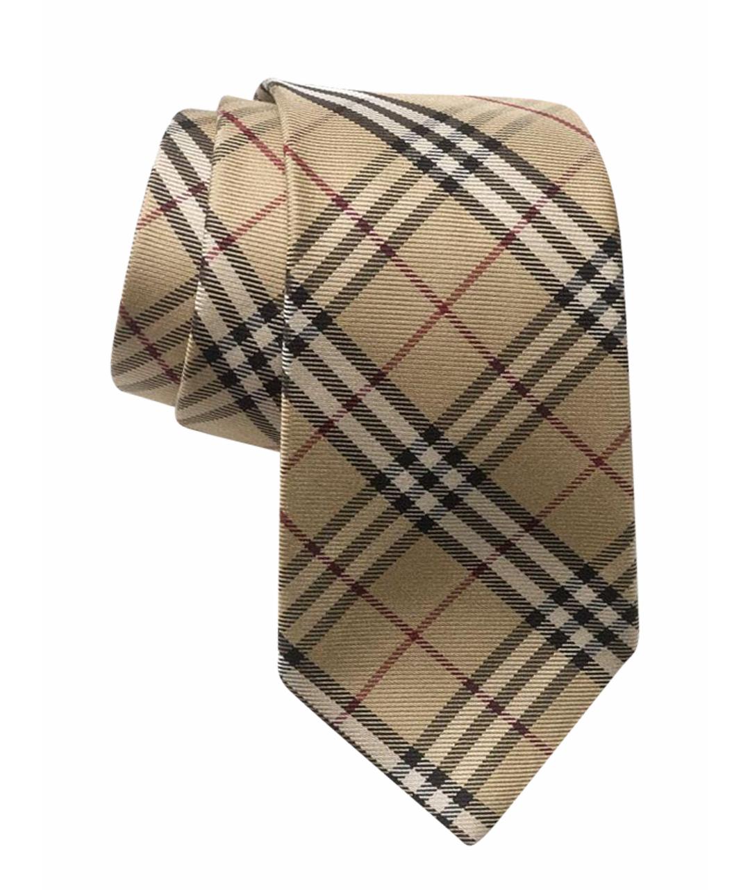 BURBERRY Бежевый шелковый галстук, фото 1
