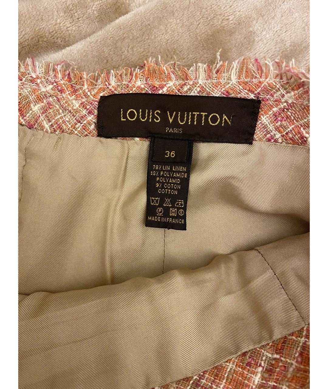 LOUIS VUITTON PRE-OWNED Мульти льняная юбка миди, фото 3