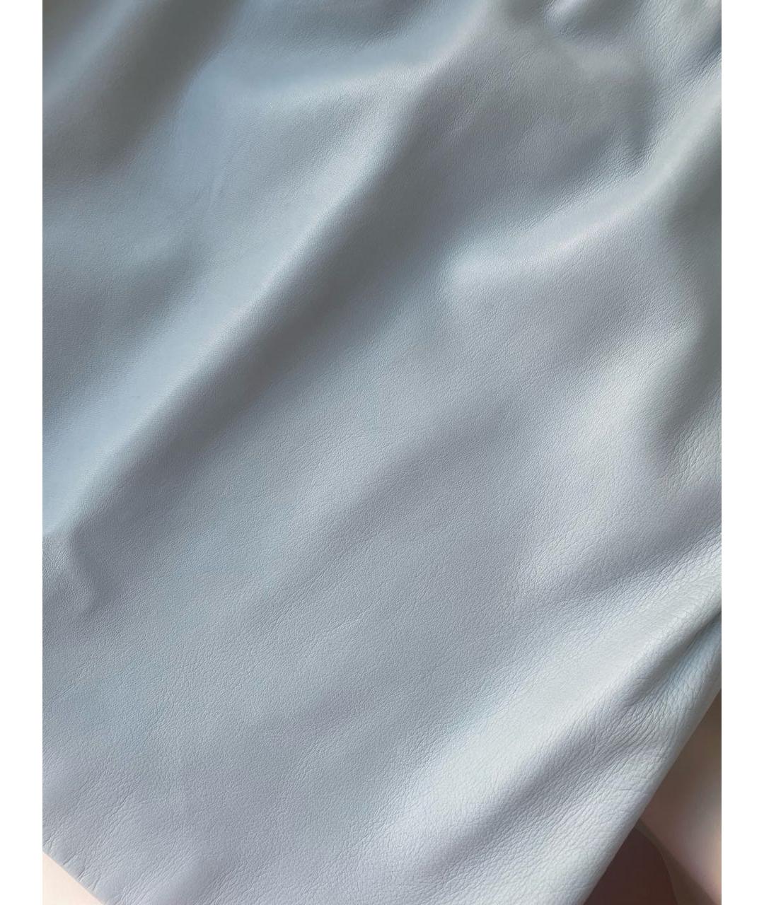 GUCCI Голубая кожаная юбка миди, фото 3