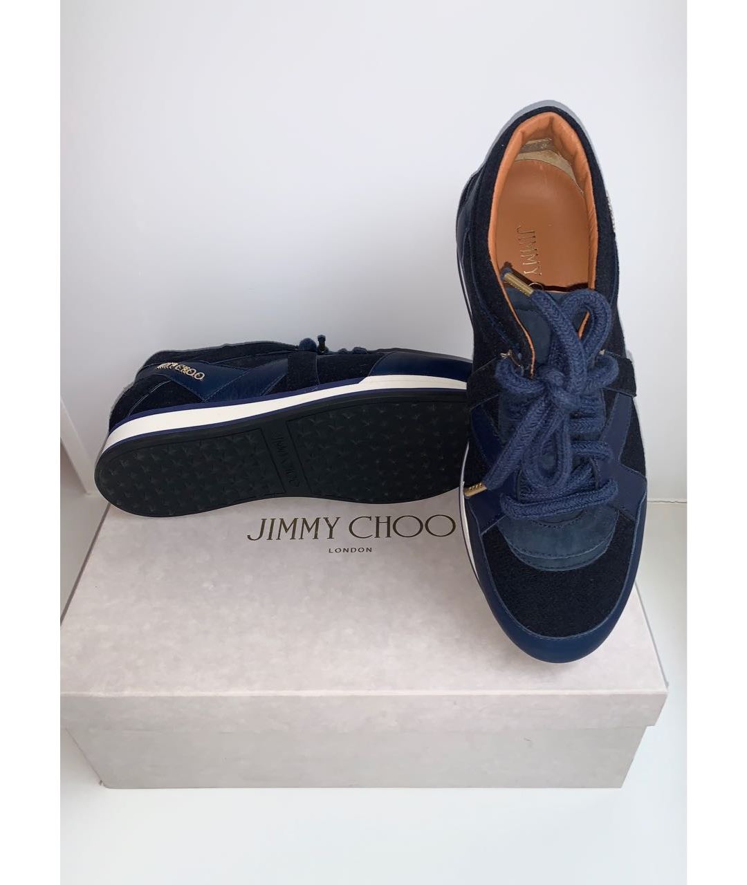 JIMMY CHOO Темно-синие замшевые кроссовки, фото 2