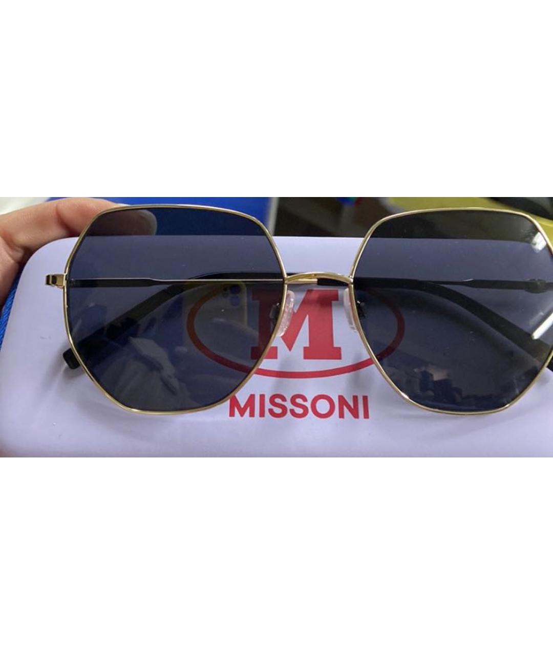 MISSONI Золотые металлические солнцезащитные очки, фото 4