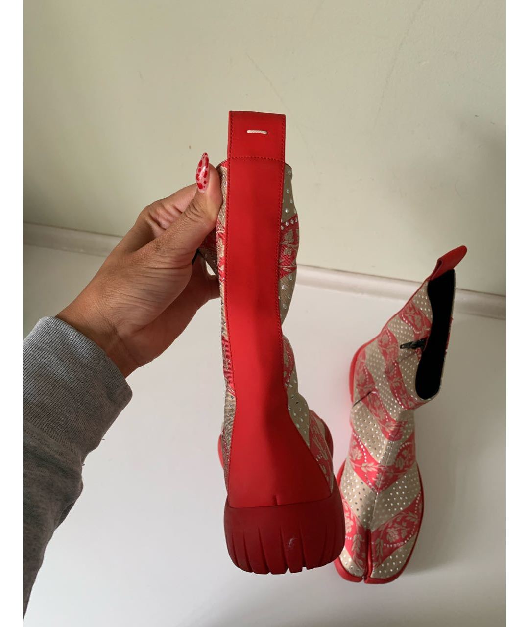 MAISON MARGIELA Красные текстильные кроссовки, фото 4