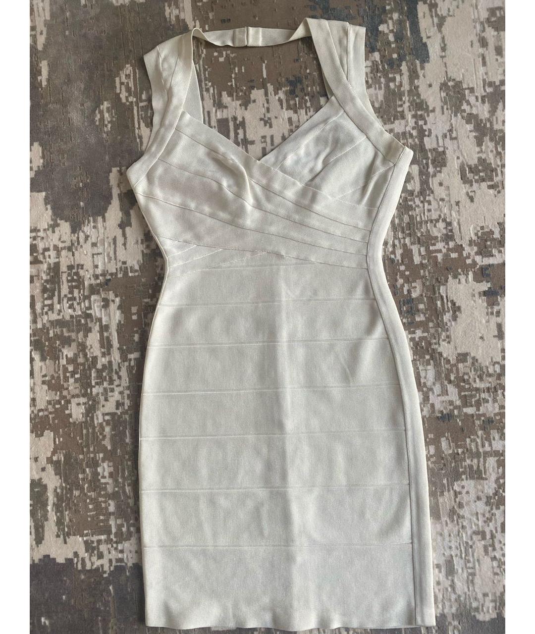 HERVE LEGER Белое вискозное коктейльное платье, фото 5