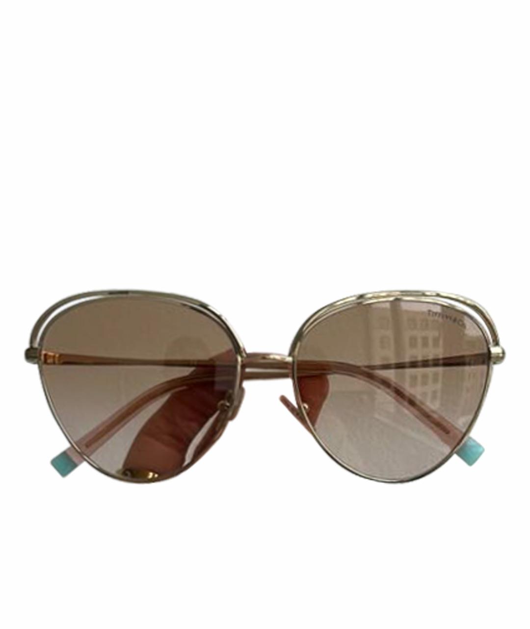 TIFFANY&CO Бежевые металлические солнцезащитные очки, фото 1