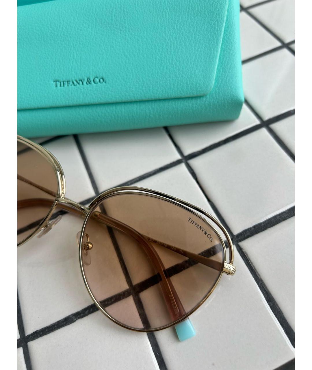 TIFFANY&CO Бежевые металлические солнцезащитные очки, фото 6