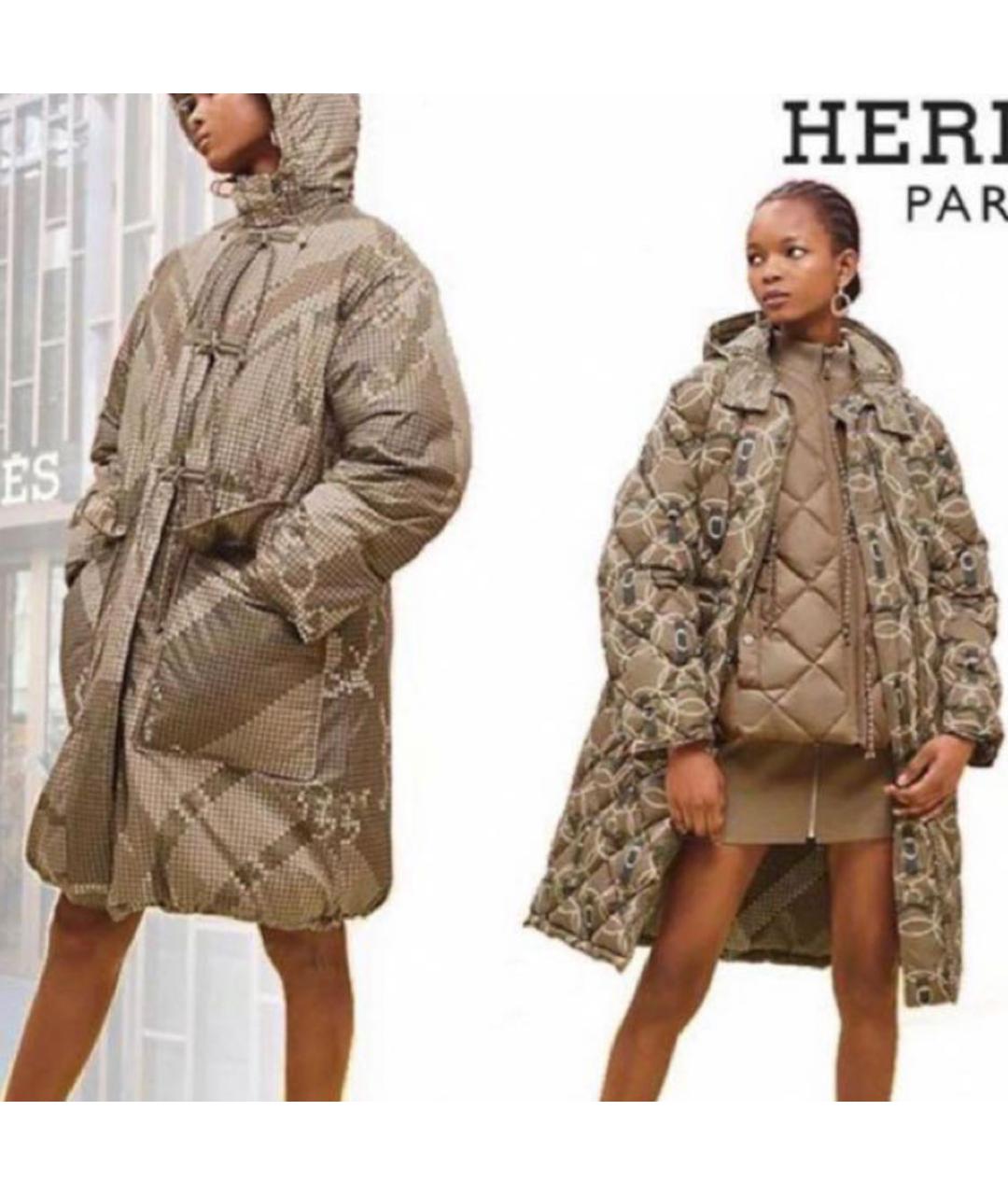 HERMES Бежевый пуховик, фото 2