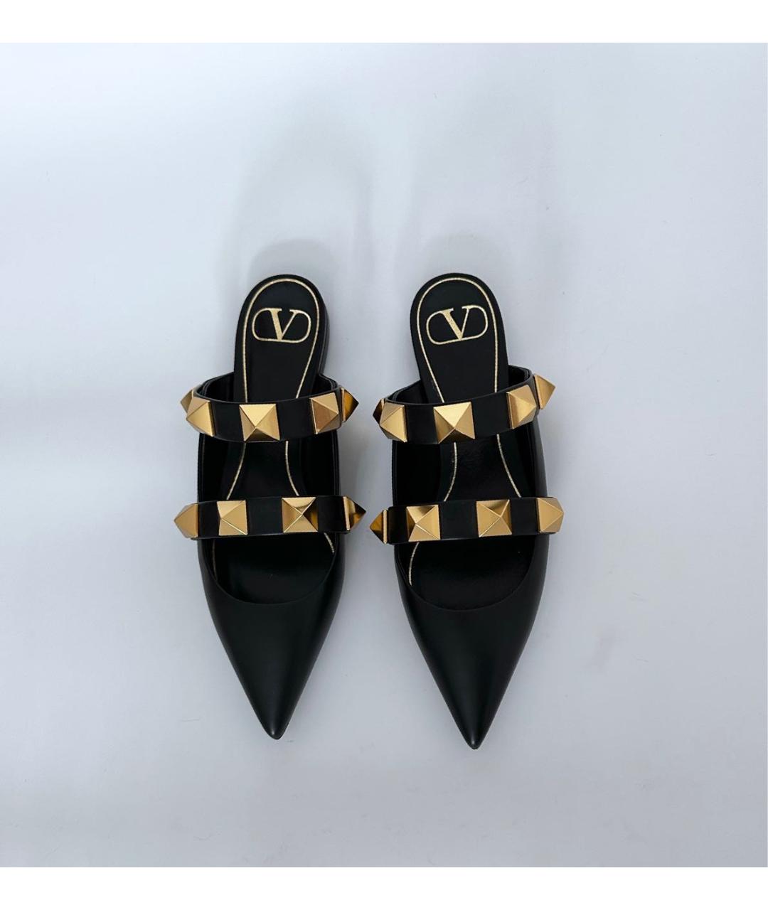 VALENTINO Черные кожаные мюли, фото 2