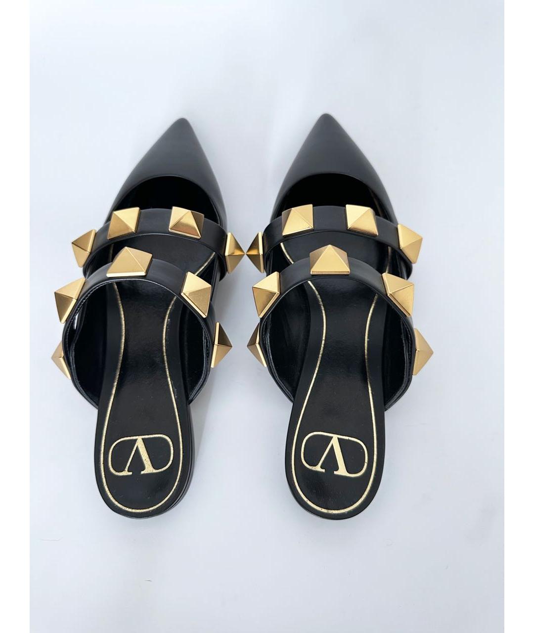 VALENTINO Черные кожаные мюли, фото 3
