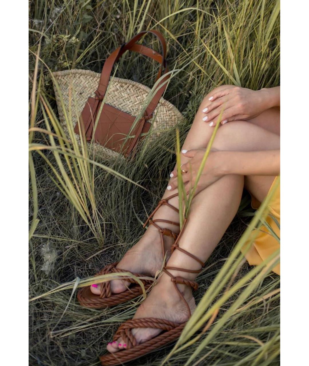 VALENTINO Коричневые кожаные сандалии, фото 4