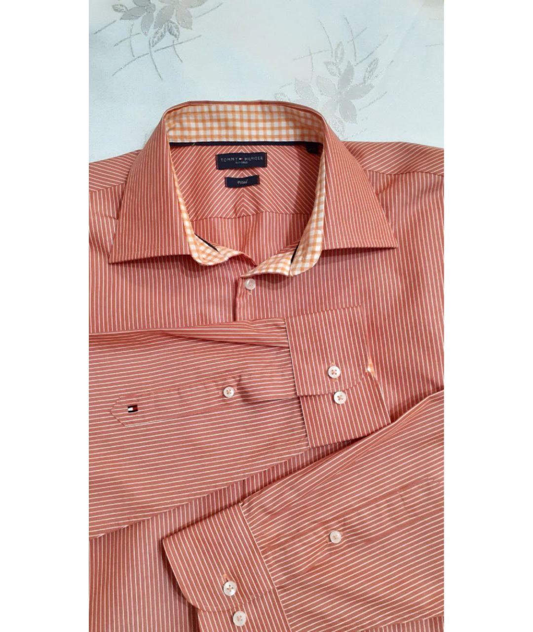 TOMMY HILFIGER Оранжевая хлопковая классическая рубашка, фото 3