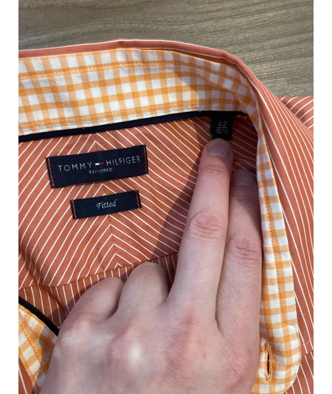 TOMMY HILFIGER Оранжевая хлопковая классическая рубашка, фото 7