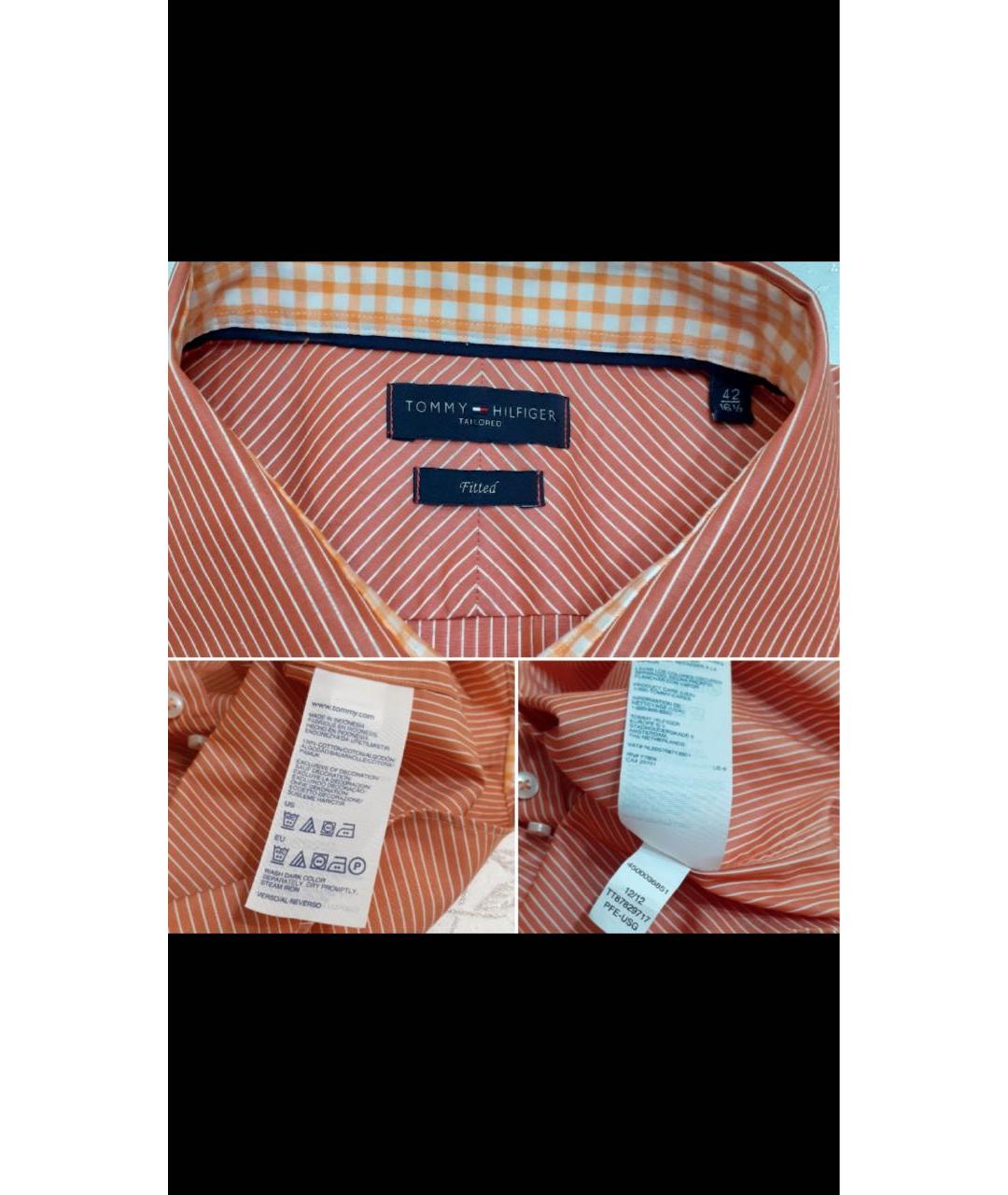TOMMY HILFIGER Оранжевая хлопковая классическая рубашка, фото 4