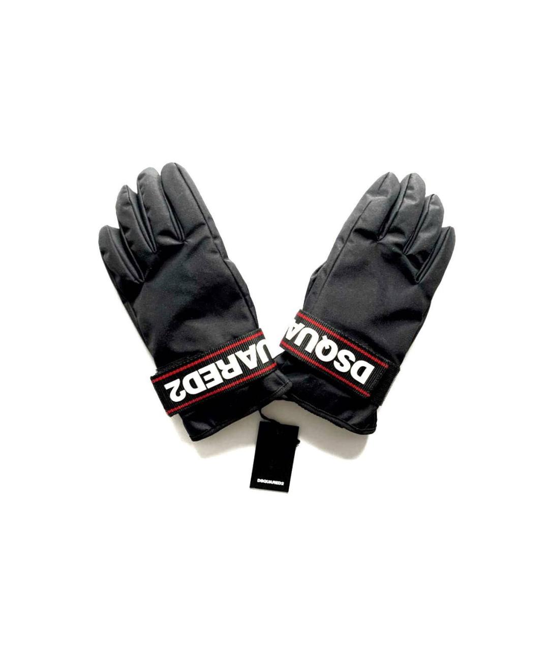 DSQUARED2 Черные синтетические перчатки, фото 2