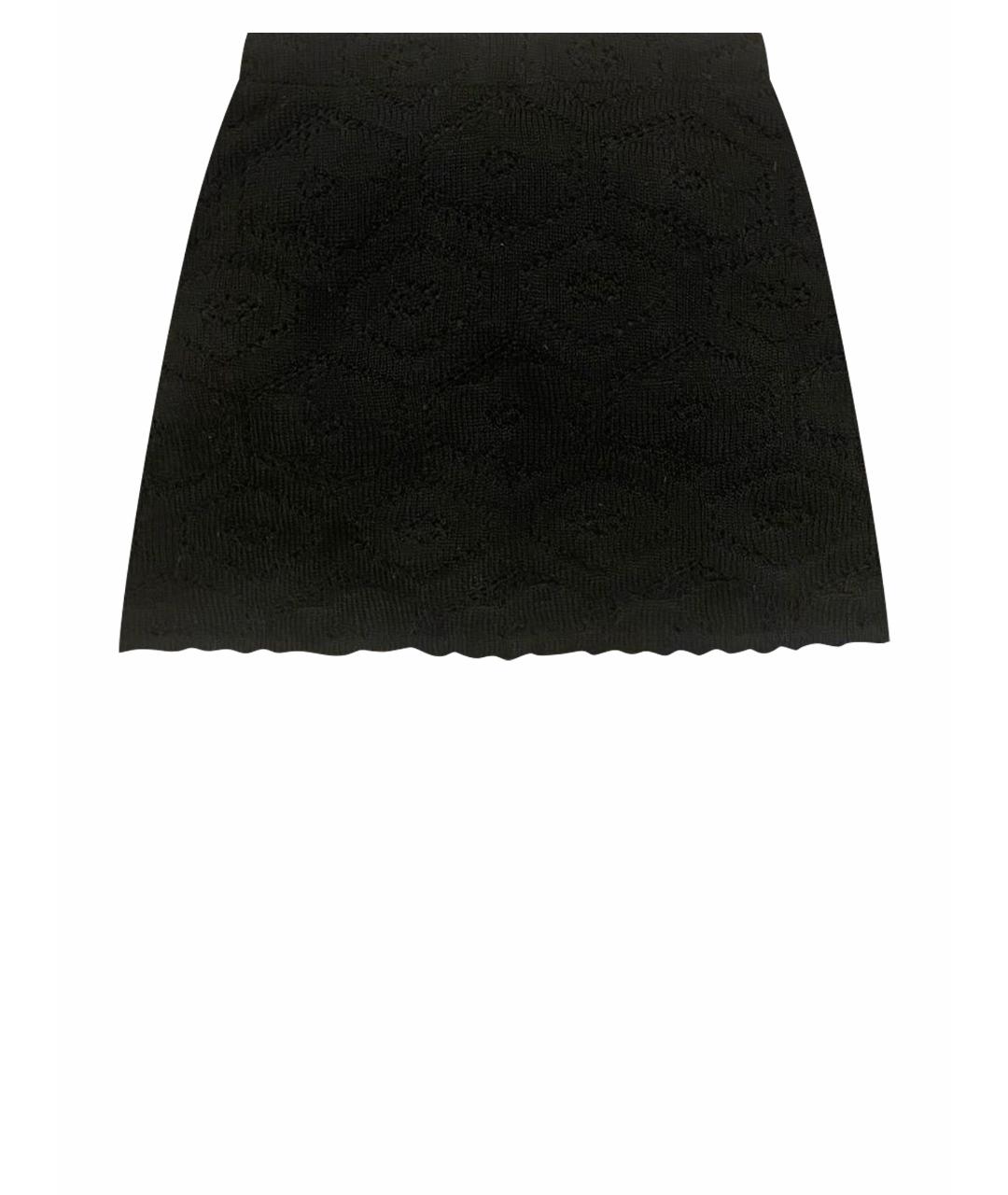 MIU MIU Черная шерстяная юбка мини, фото 1