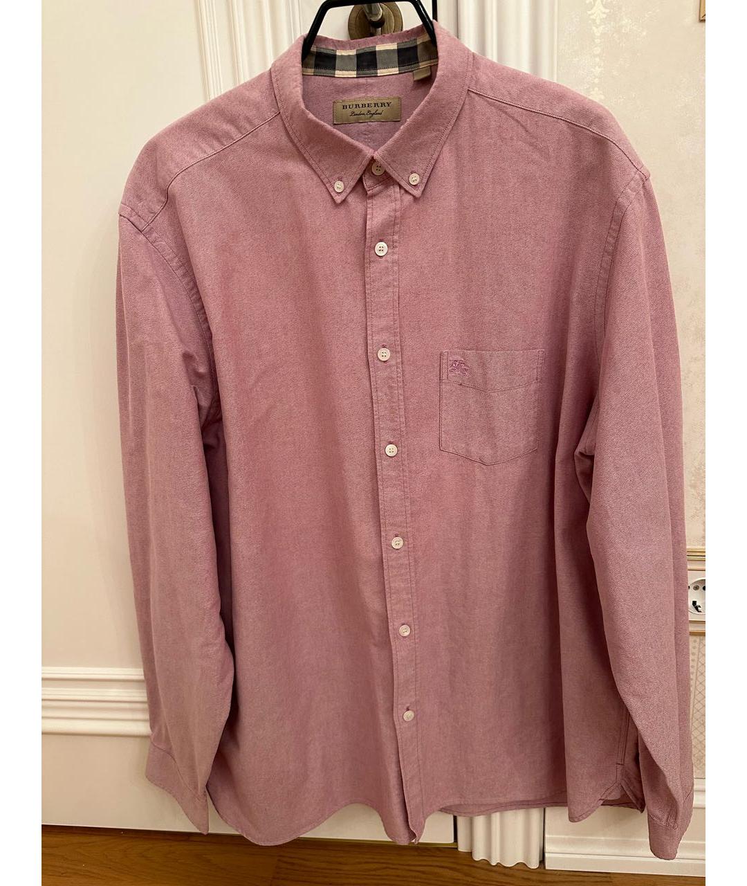 BURBERRY Розовая хлопковая классическая рубашка, фото 5
