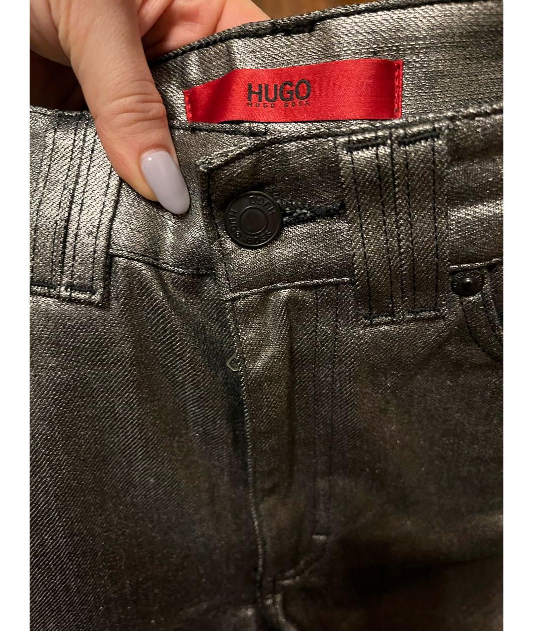 HUGO BOSS Серебряные хлопковые джинсы слим, фото 5