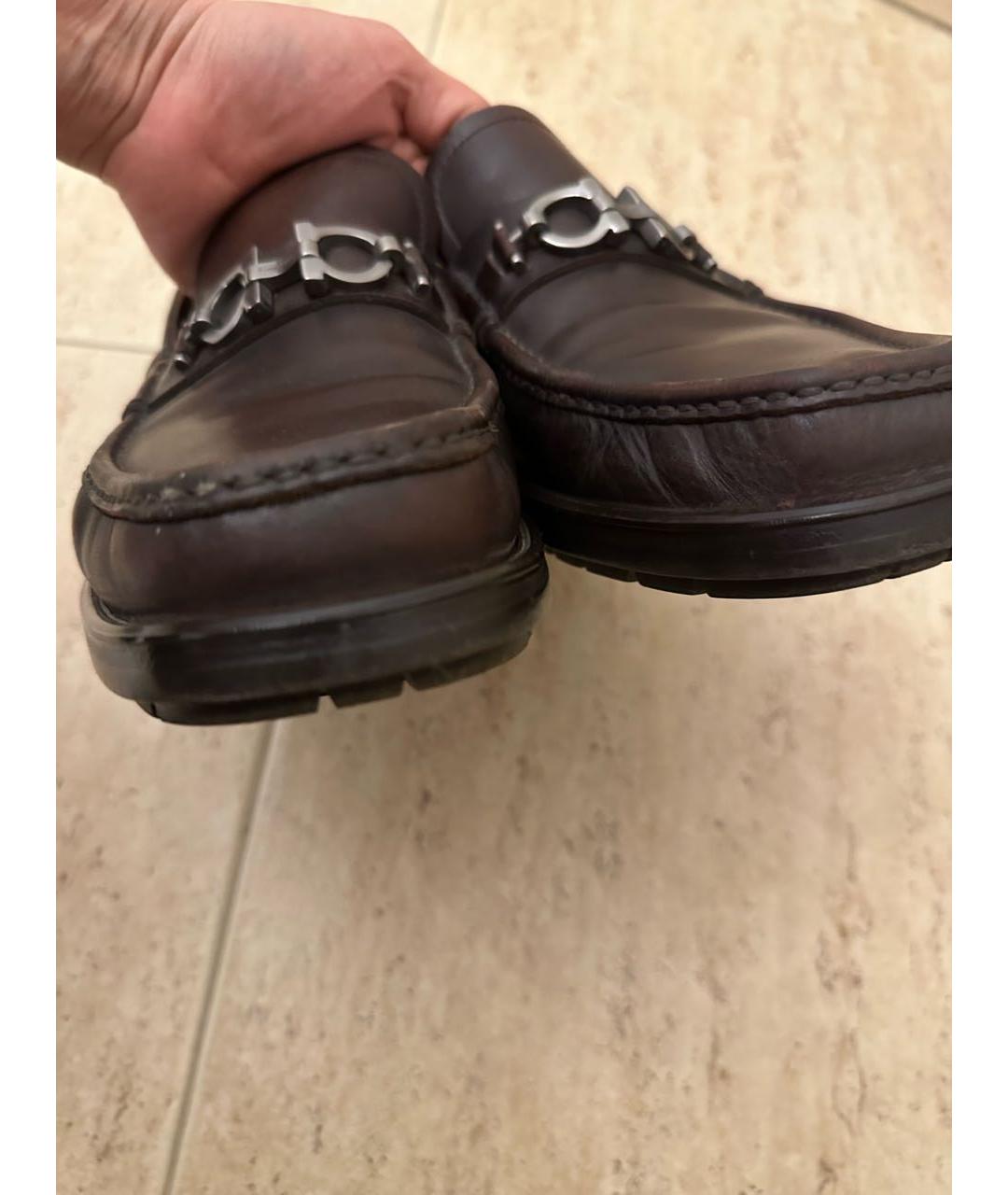 SALVATORE FERRAGAMO Коричневые кожаные туфли, фото 7