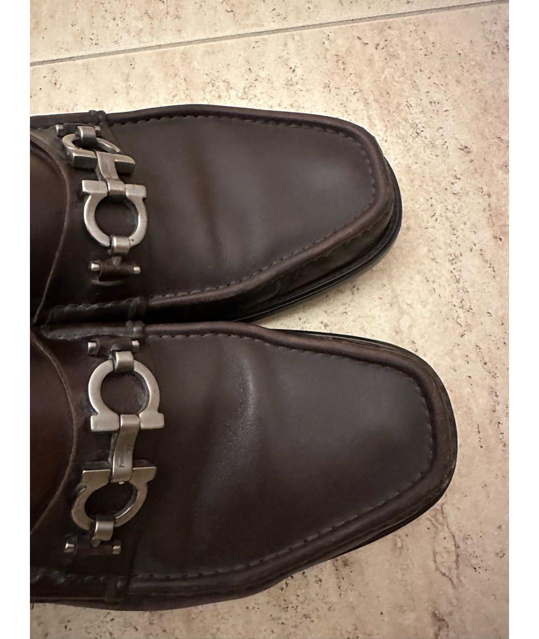 SALVATORE FERRAGAMO Коричневые кожаные туфли, фото 6