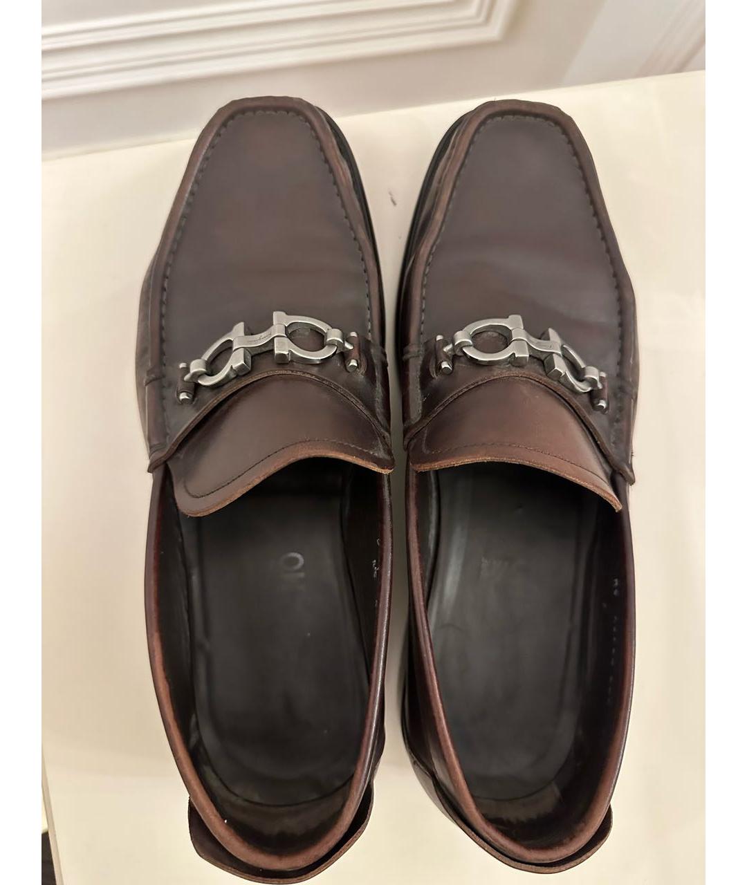 SALVATORE FERRAGAMO Коричневые кожаные туфли, фото 3