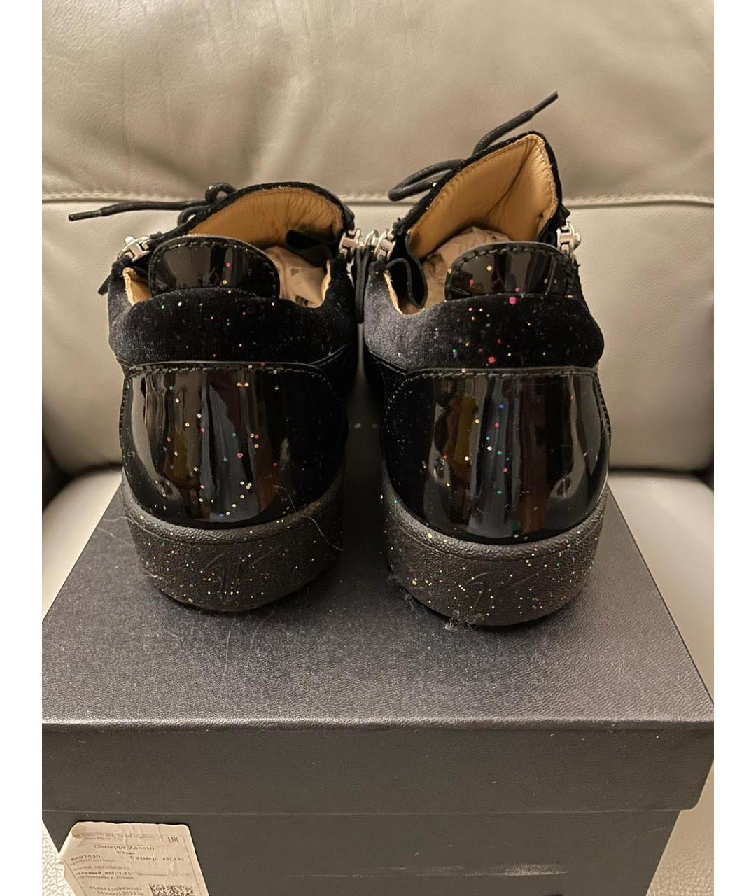 GIUSEPPE ZANOTTI DESIGN Черные бархатные низкие кроссовки / кеды, фото 2