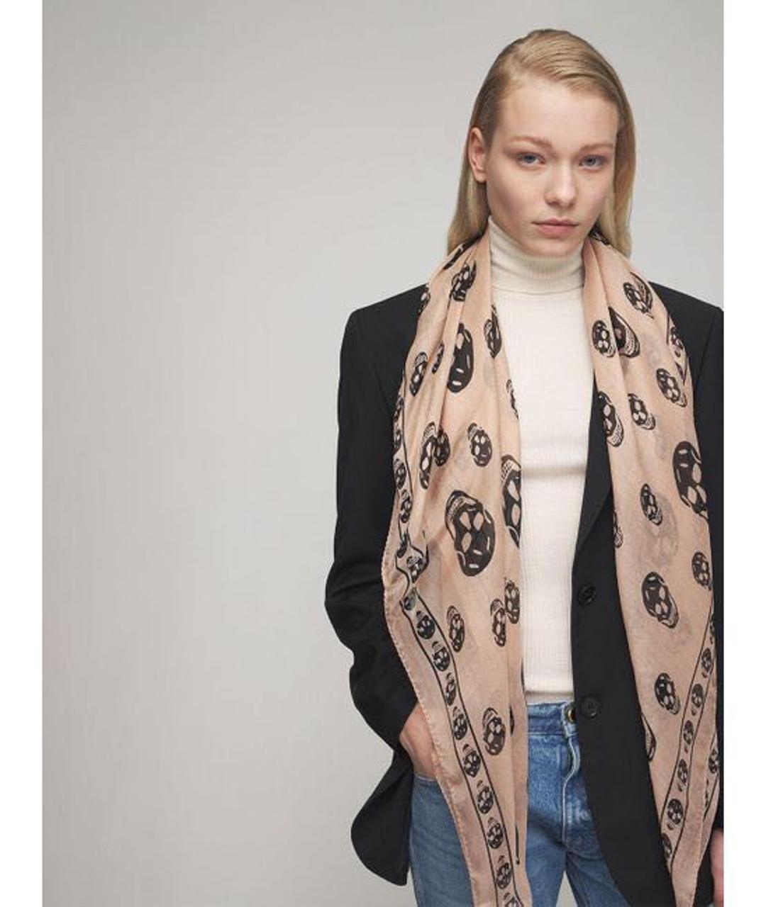 ALEXANDER MCQUEEN Розовый шелковый платок, фото 8