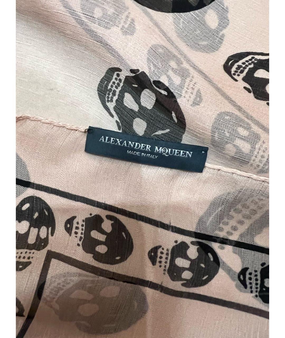 ALEXANDER MCQUEEN Розовый шелковый платок, фото 4