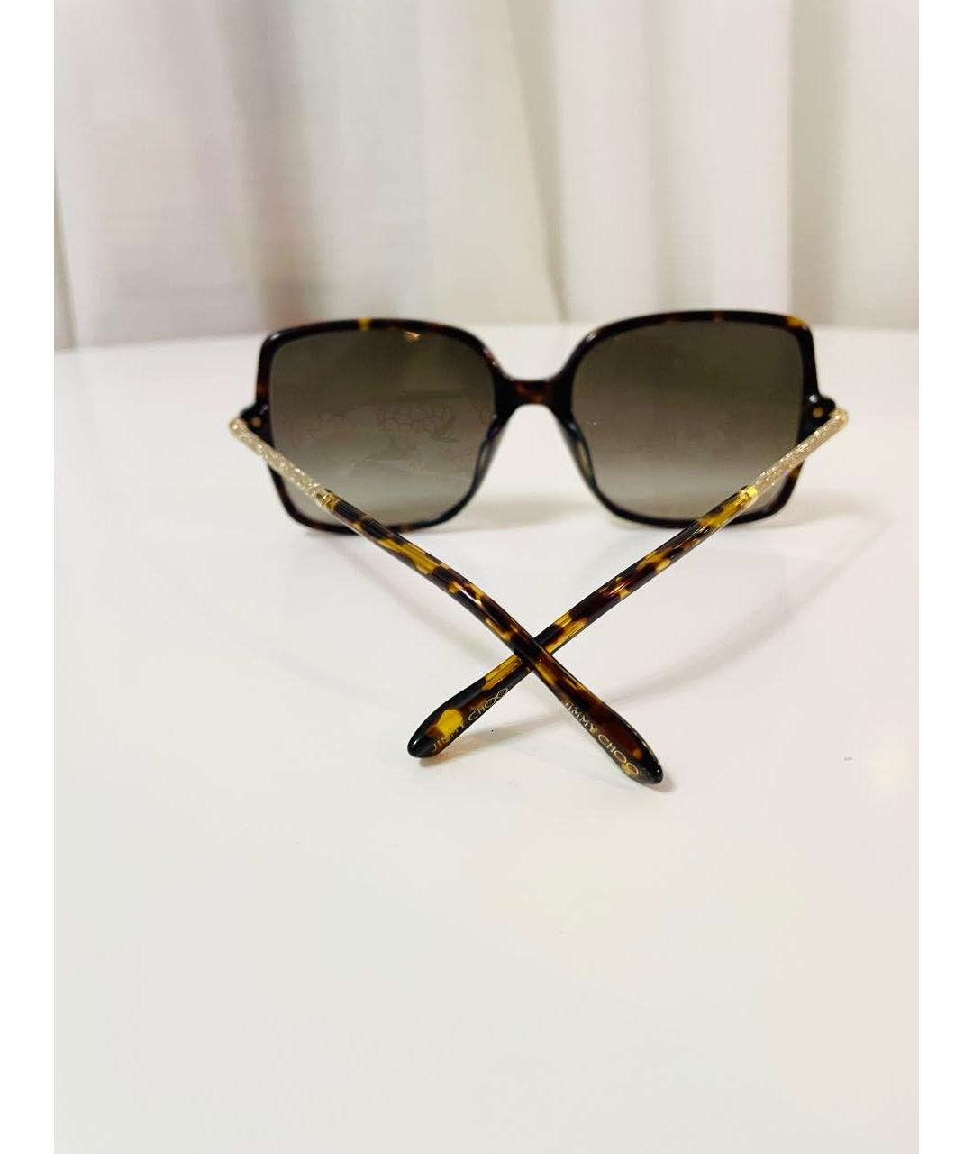JIMMY CHOO Коричневые пластиковые солнцезащитные очки, фото 2
